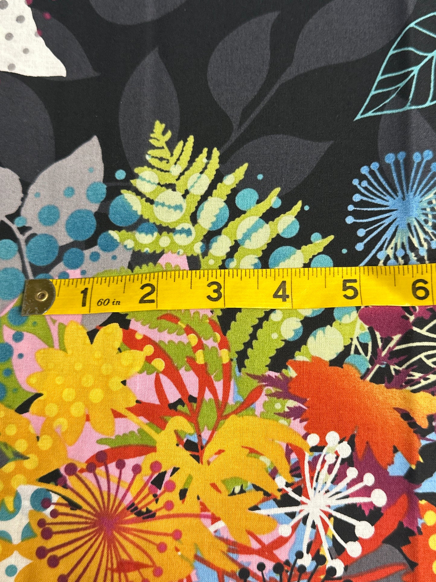 In The Beginning Fabrics – Jason Yenter Unusual Garden 1UG1 Multi on Black | End of Bolt (2 Yards)