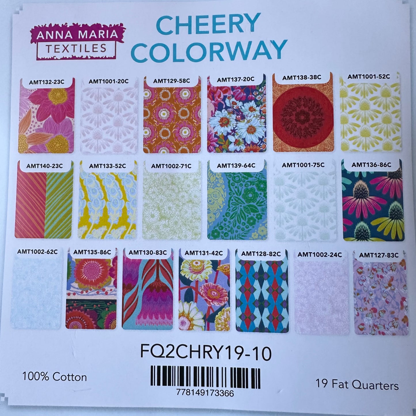 Anna Maria Textiles Cheery Colorway Fat Quarter Bundle – 19 Quilting Cotton Prints by Northcott Fabrics