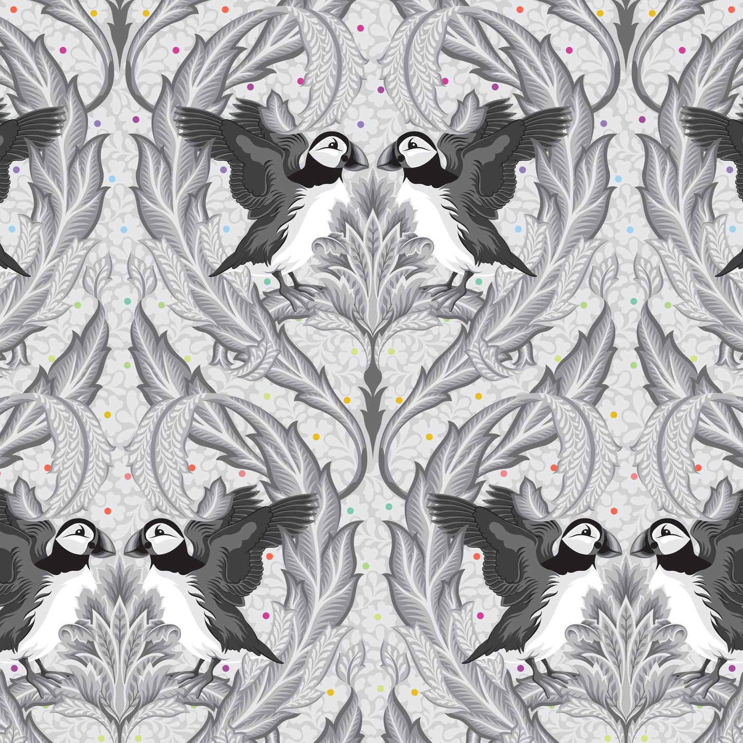 Tula Pink Graywork – Huffin & Puffin Whisper | PWTP260.WHISPER | FreeSpirit Fabrics