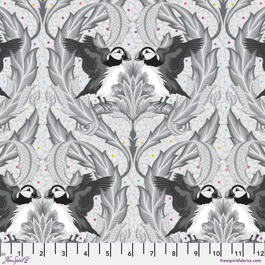 Tula Pink Graywork – Huffin & Puffin Whisper | PWTP260.WHISPER | FreeSpirit Fabrics