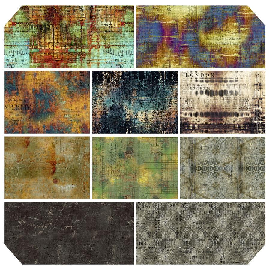 Tim Holtz Eclectic Elements Abandoned Villa Rosa Spark Pack FreeSpirit Fabrics Fat Quarter Bundle - Sew Much