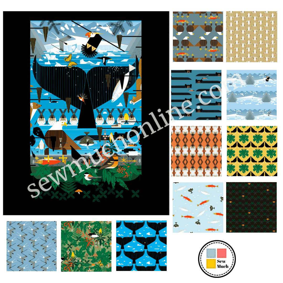 Charley Harper Glacier Bay Birch Fabrics Fat Quarter Bundle FQB-CHGB-12 - Sew Much