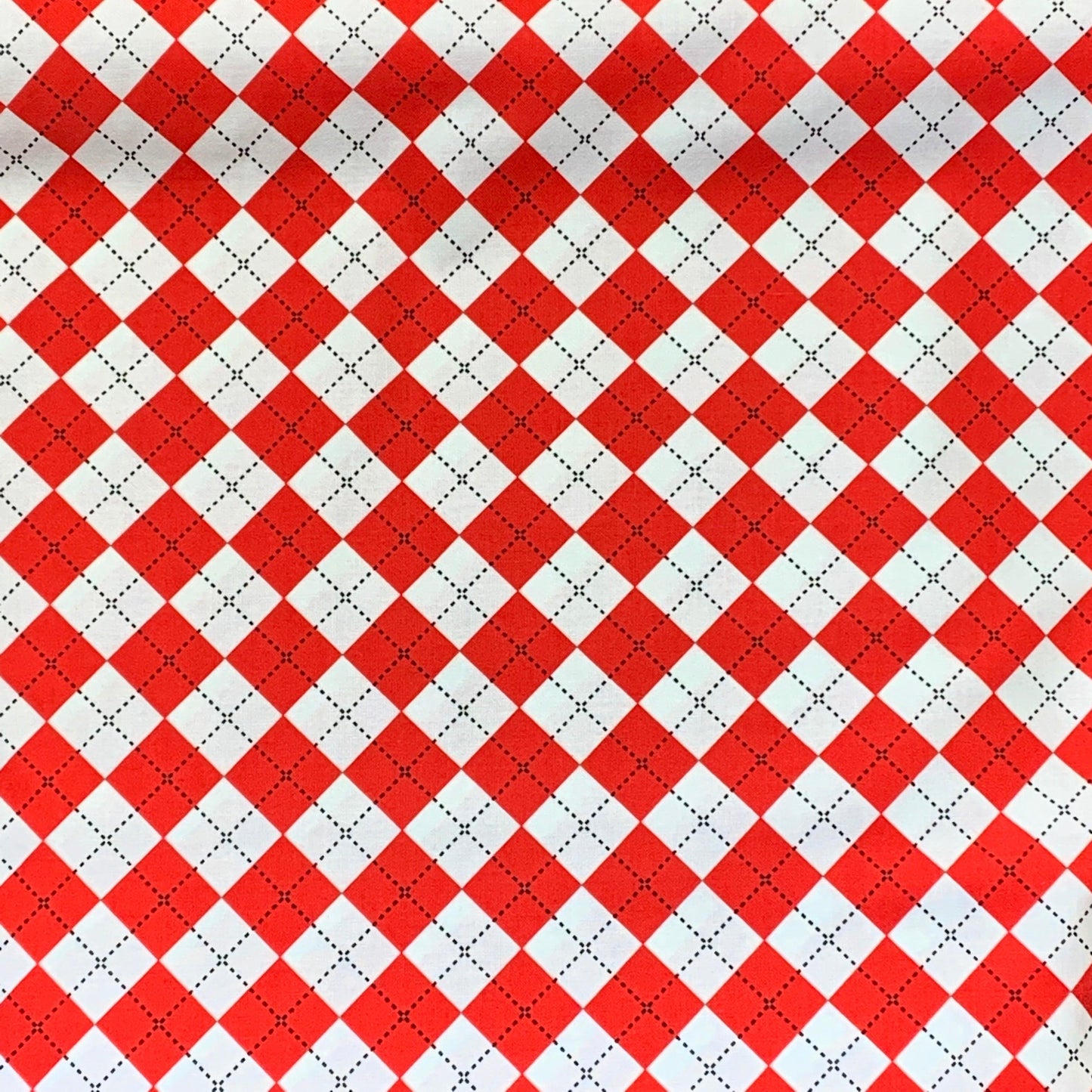 Robert Kaufman Remix AAK-1039-3 Red Red and White argyle print - Robert Kaufman - sewmuchonline