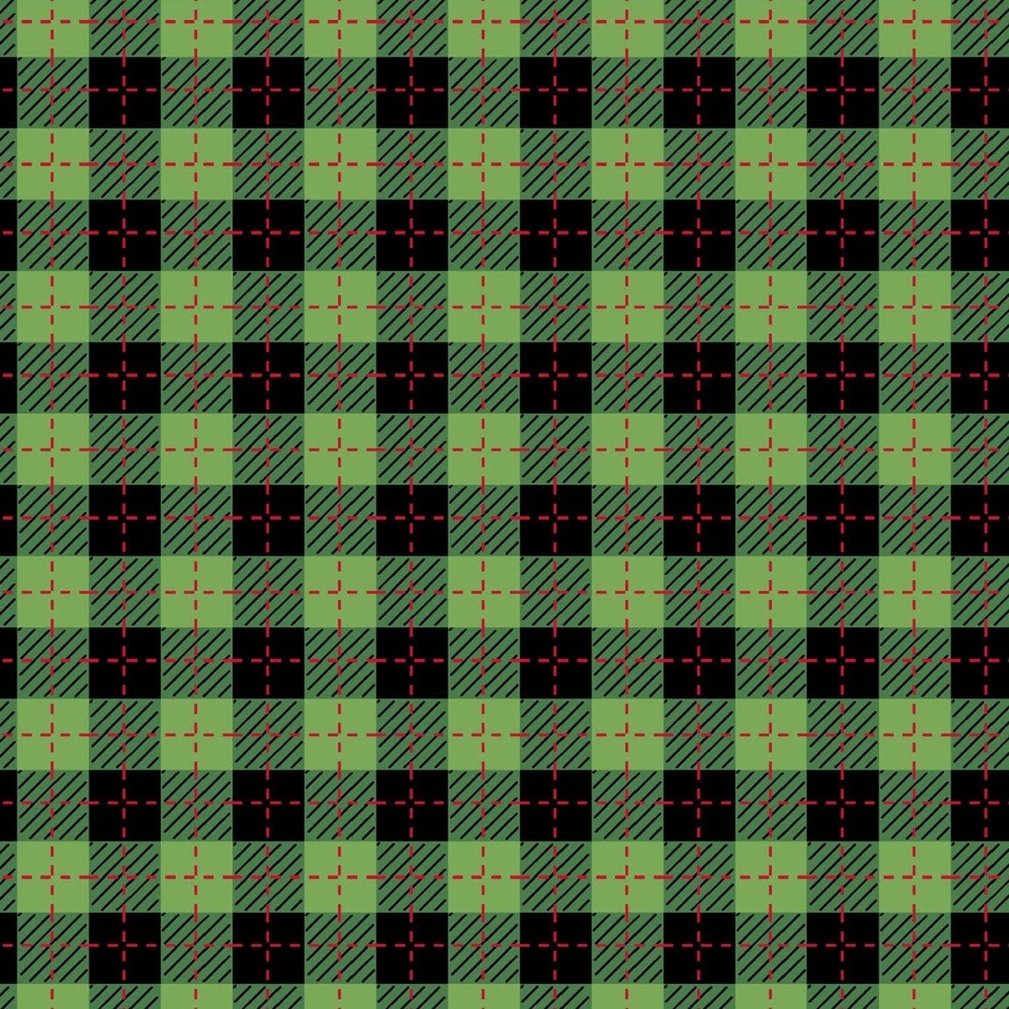 We Whisk You a Merry Christmas Kimberbell Maywood Studio Buffalo Plaid Green MAS9673-JG.