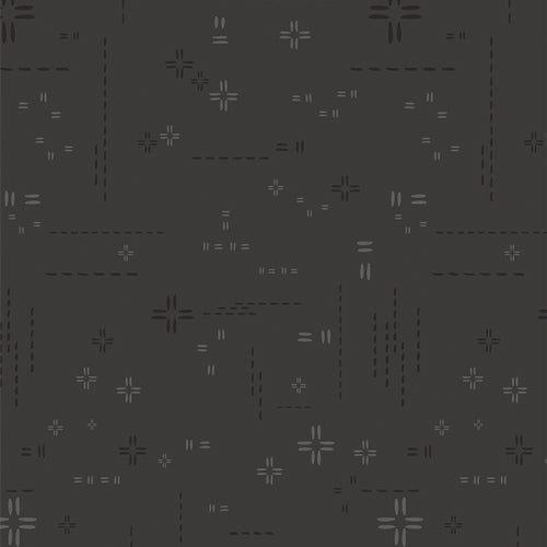 Charcoal gray fabric with a decorative stitched pattern.
