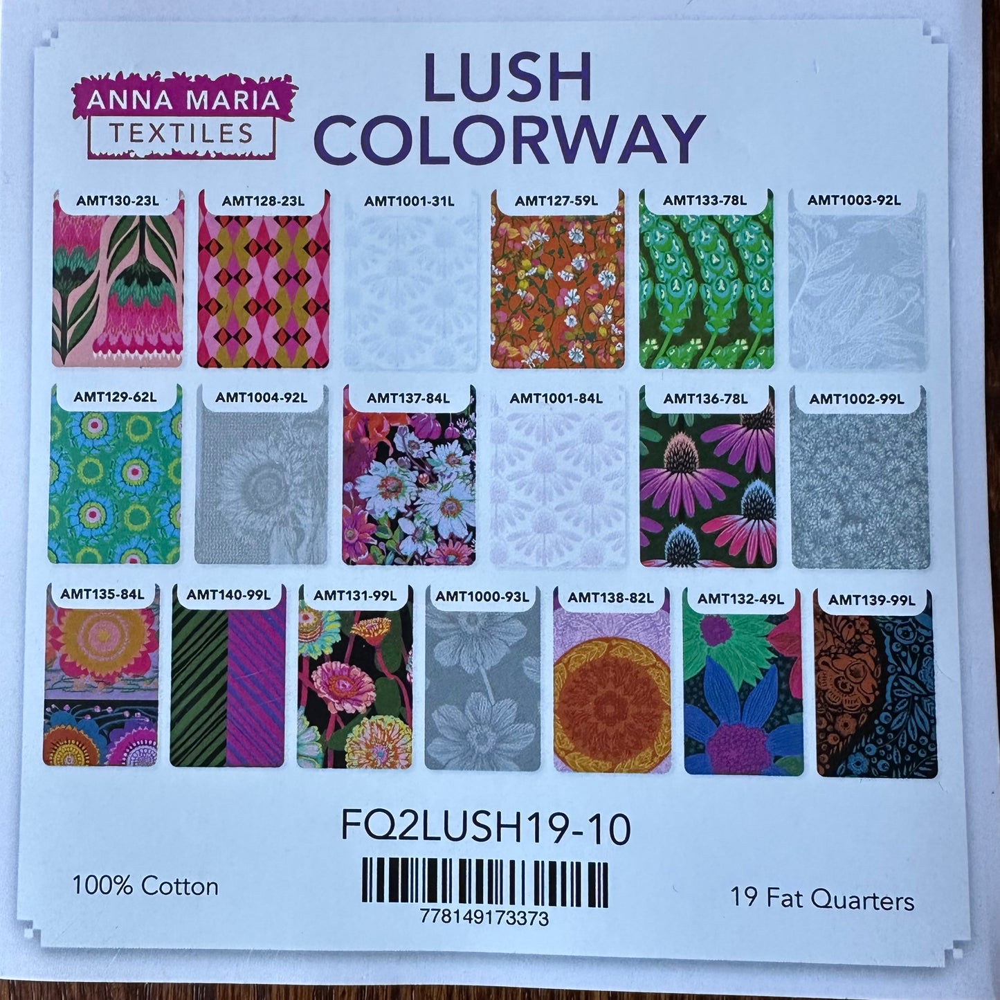 Anna Maria Textiles Lush Colorway Fat Quarter Bundle – 19 Quilting Cotton Prints by Northcott Fabrics