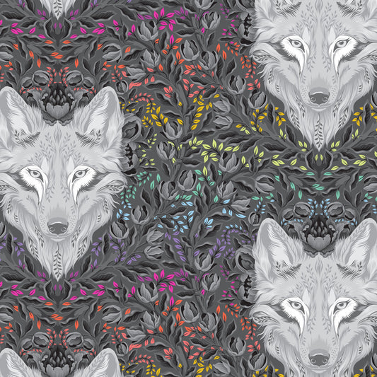 Tula Pink Graywork Wolf of Pink Street – Carbon | PWTP256.CARBON | FreeSpirit Fabrics