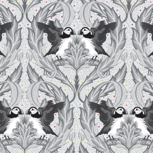 Tula Pink Graywork – Huffin & Puffin Whisper | PWTP260.WHISPER | FreeSpirit Fabrics