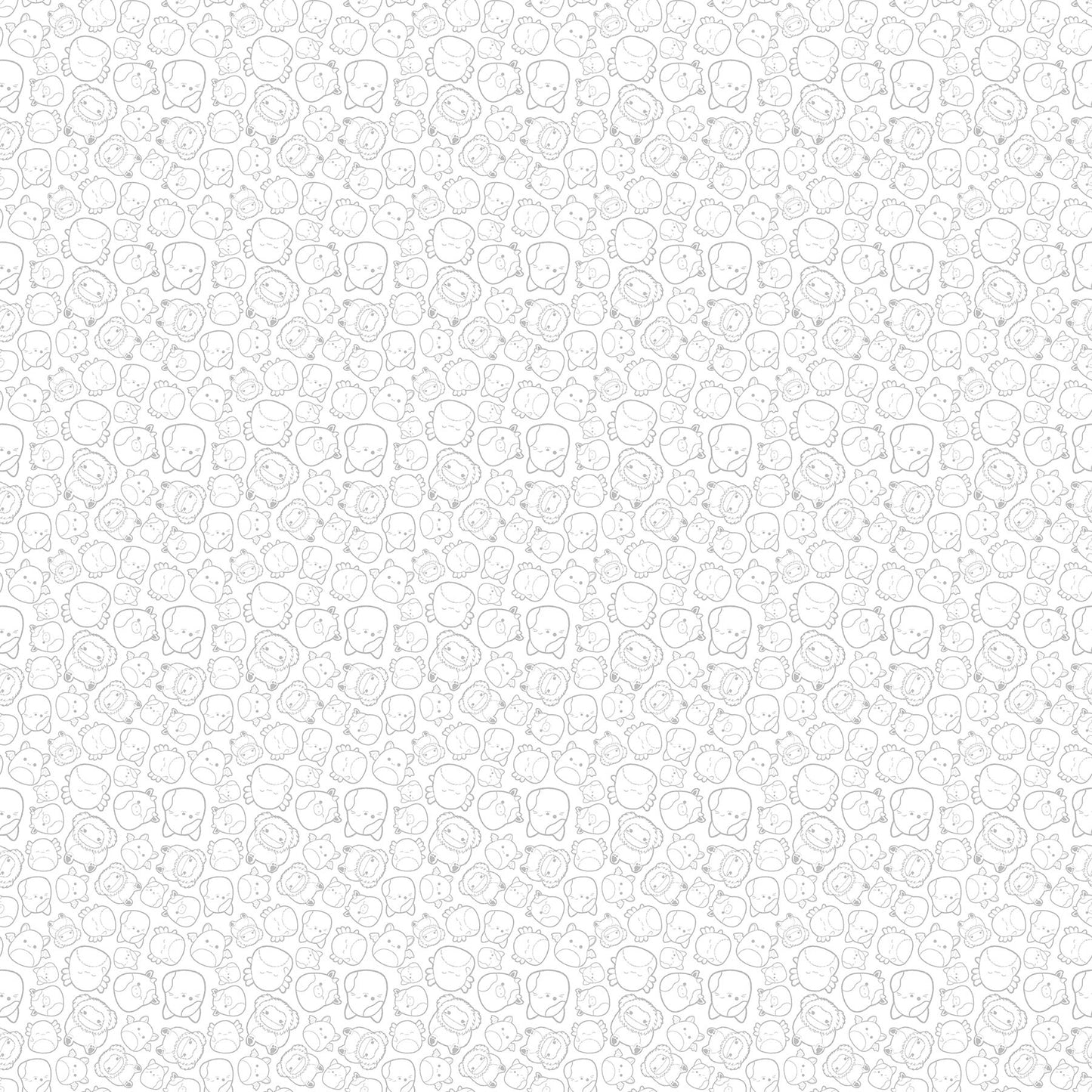 Outline Squishmallows characters tossed on a white background.