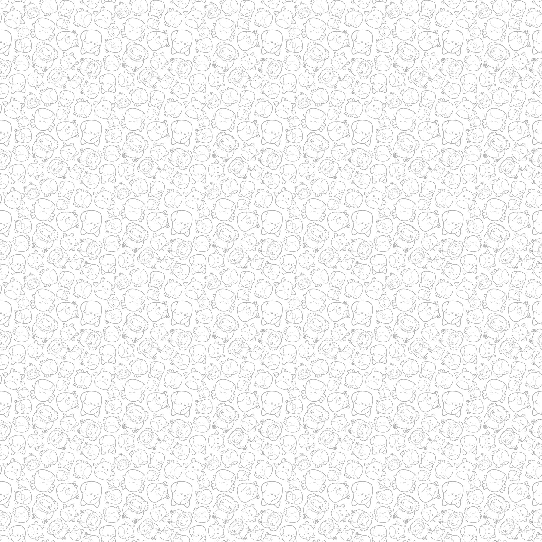 Outline Squishmallows characters tossed on a white background.