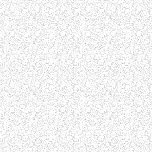 Outline Squishmallows characters tossed on a white background.