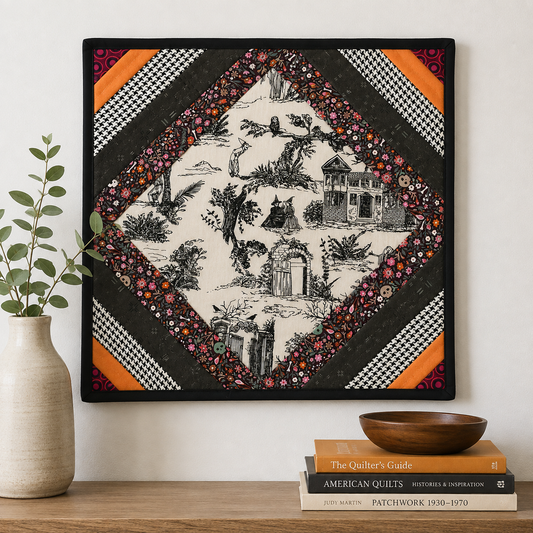 Halloween Toile Interchangeable Quilted Wall Art – Black, Pink & Orange