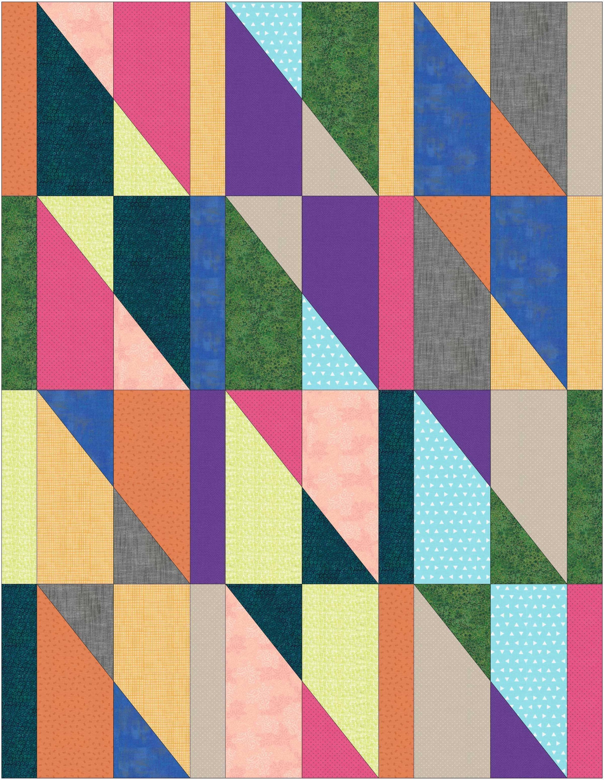 Kissing Triangles Fat Quarter Quilt Pattern - Sew Much