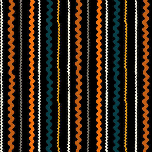 Rachel Hauer Storybook Halloween Free Spirit Fabrics Ric Rac Stripe PWRH069.Black - Sew Much
