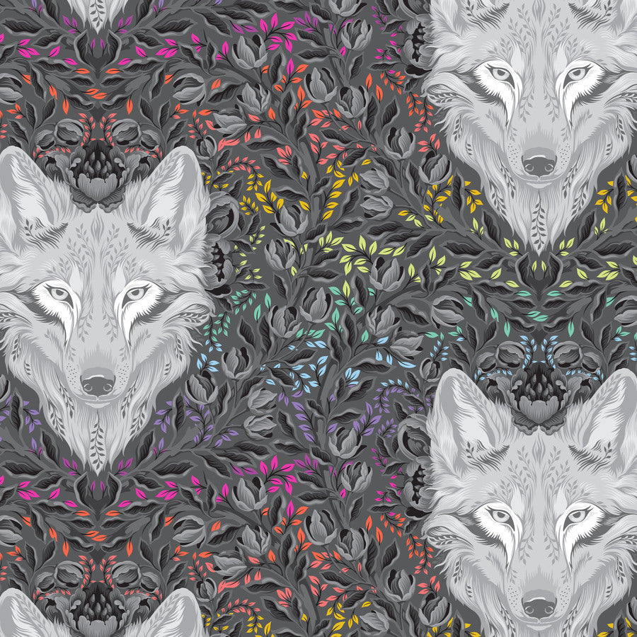Tula Pink Graywork Wolf of Pink Street – Carbon | PWTP256.CARBON | FreeSpirit Fabrics - Sew Much