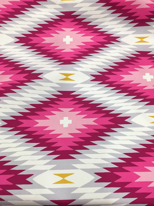 Cotton Sateen Fabric by Joel Dewberry Free Spirit Fabrics Wander Azteca SAJD032.8ROSE - Sew Much