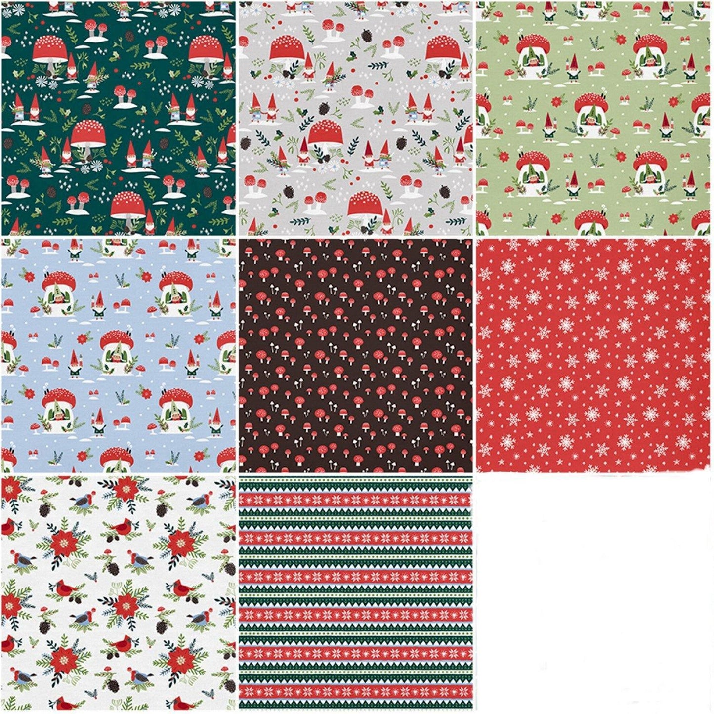 Gnome Noel by Liz Mytinger and Paintbrush Studio Fat Quarter Bundle Flat Stack - Sew Much