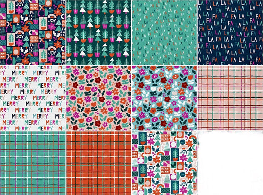 Handmade Holiday by Ampersand Design Studio and Paintbrush Studio Fat Quarter Bundle Flat Stack - Sew Much