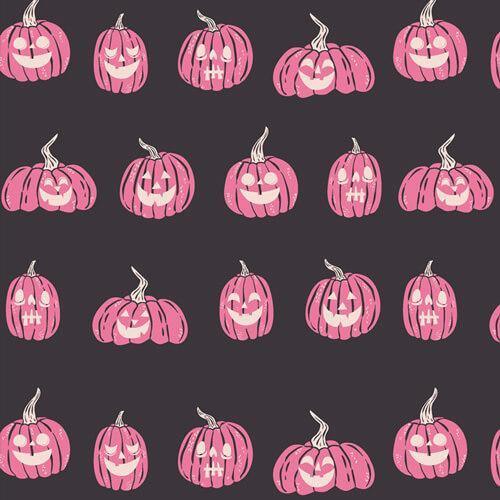 spooky n sweeter jackolanterns pink on black art gallery fabrics-sewmuchonline 