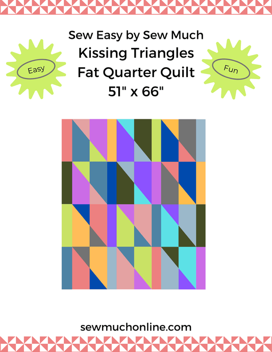 kissing triangles fat quarter quilt pattern cover -sewmuchonline.com