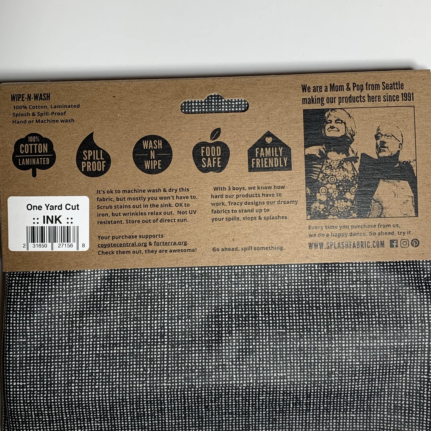 Splash Fabric Laminated Cotton Fabric 1 Yard Cut Ink - Sew Much